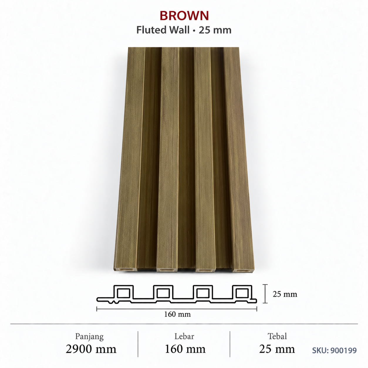 Brown - 25Mm Fluted Wall 25Mm