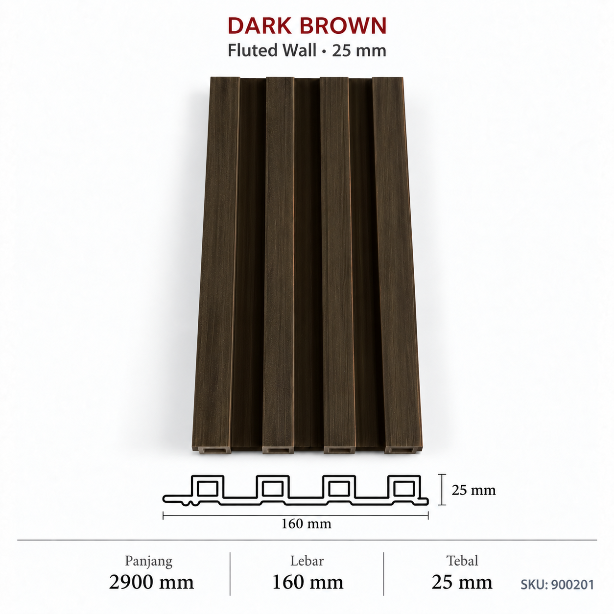 Dark Brown - 25Mm Fluted Wall 25Mm