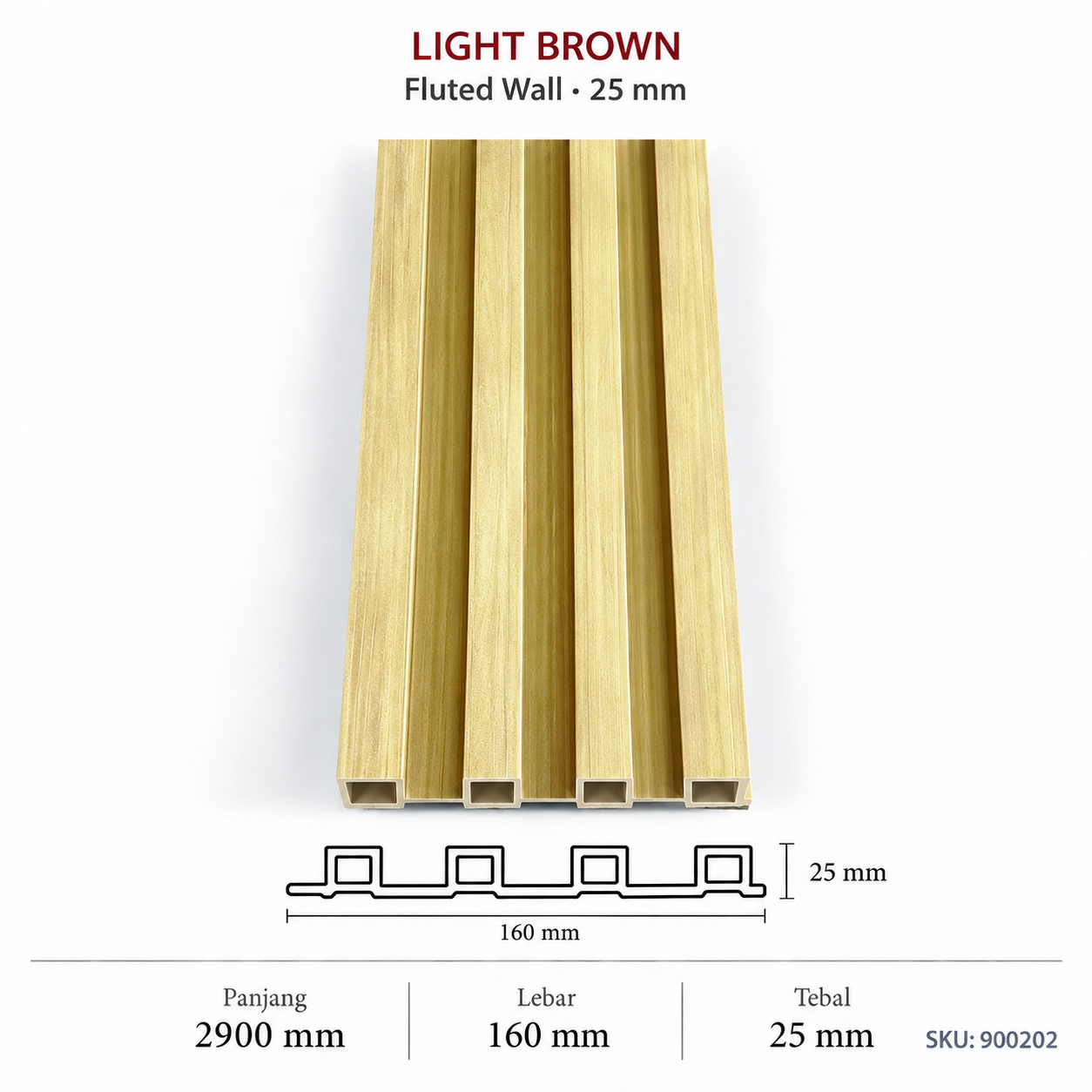Light Brown - 25Mm Fluted Wall 25Mm
