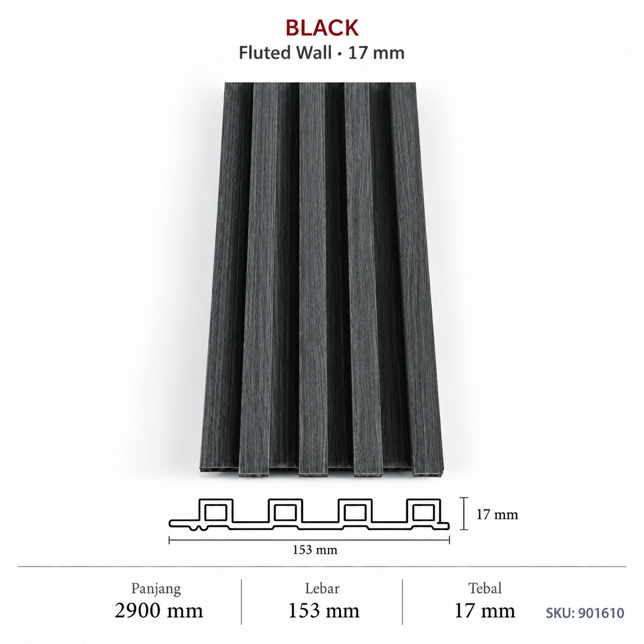 Black - 17Mm Fluted Wall