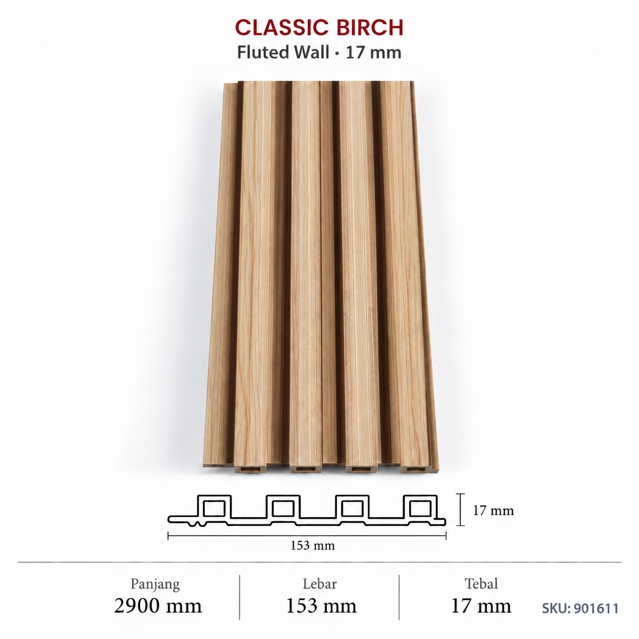 Classic Birch - 17Mm Fluted Wall