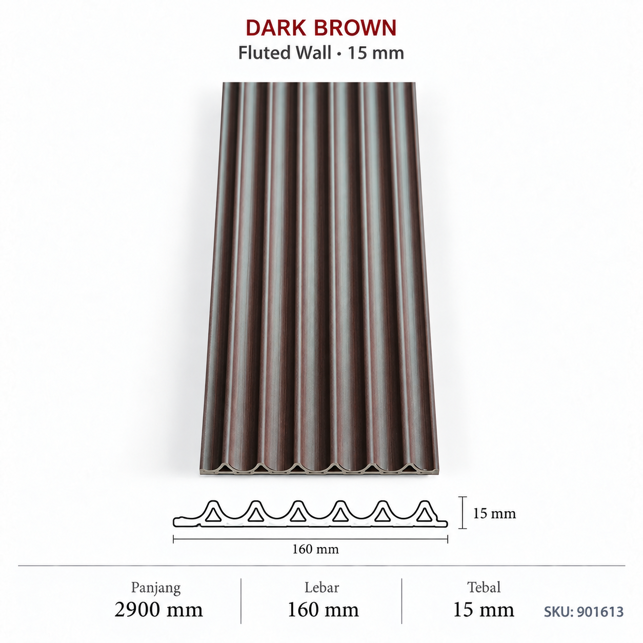 Dark Brown - 15Mm Fluted Wall