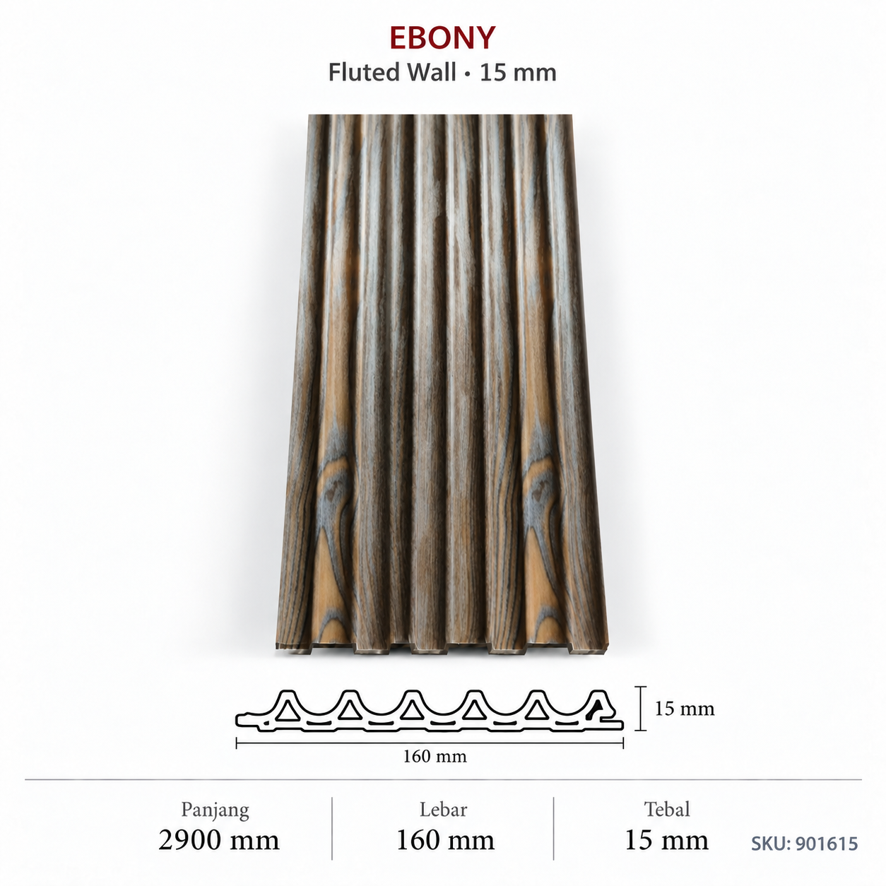 Ebony - 15Mm Fluted Wall