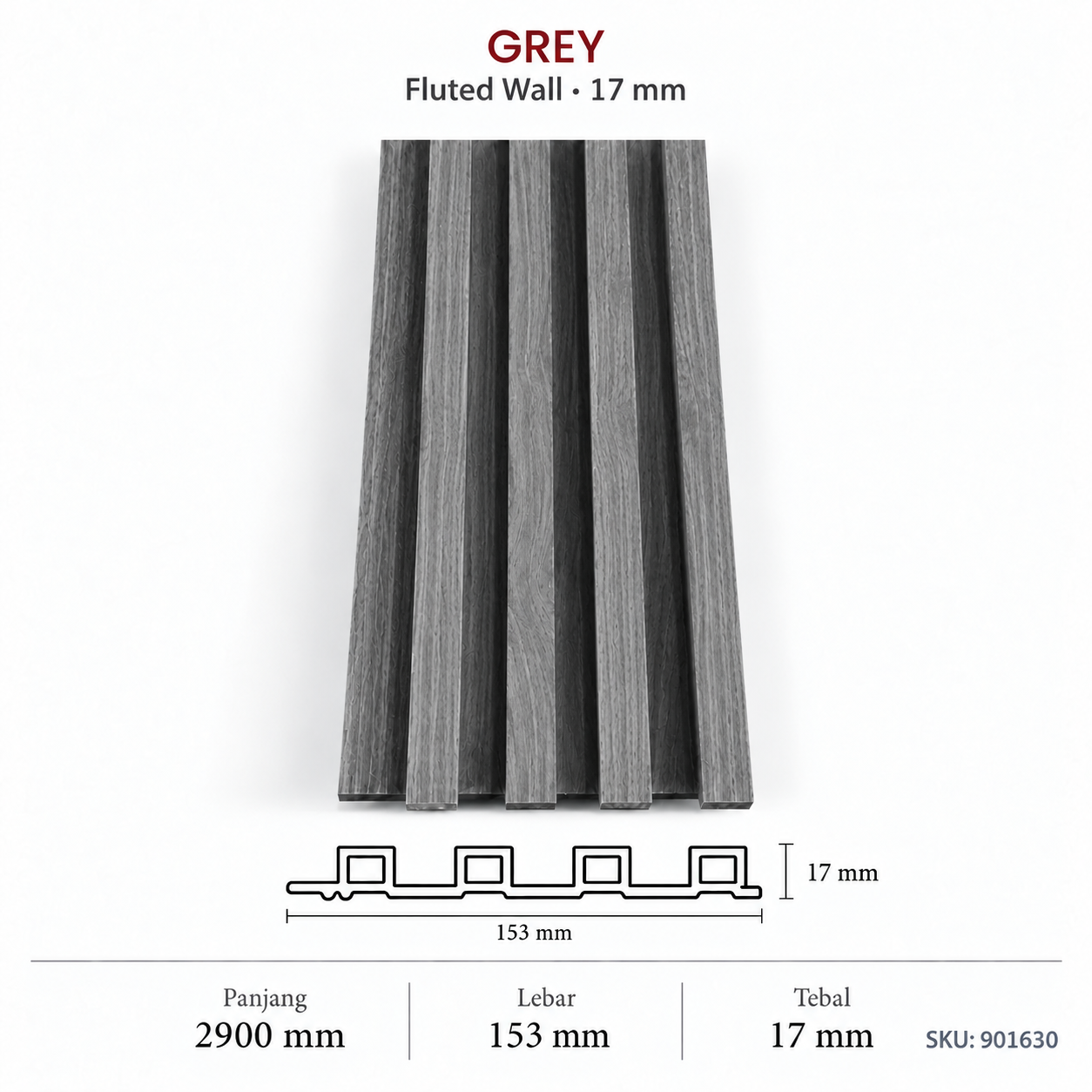 Grey - 17Mm Fluted Wall