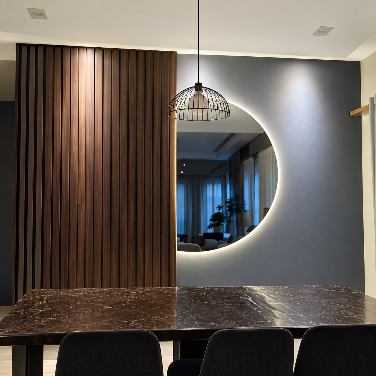 60cm Half moon mirror with LED