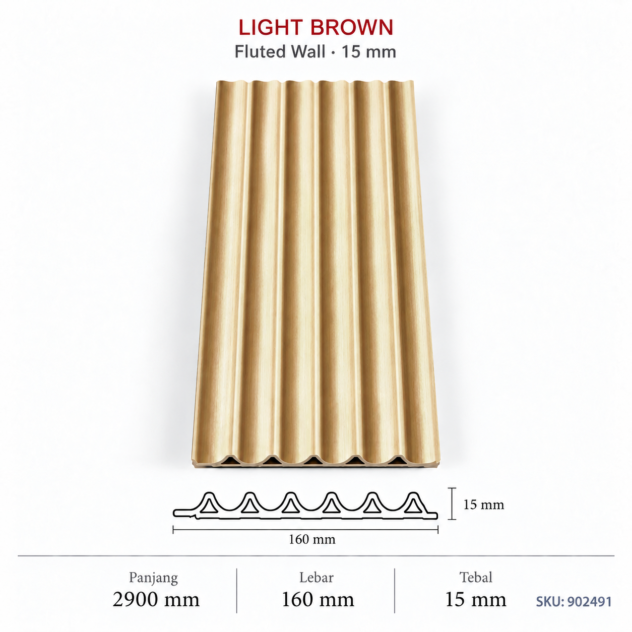 Light Brown - 15Mm Fluted Wall
