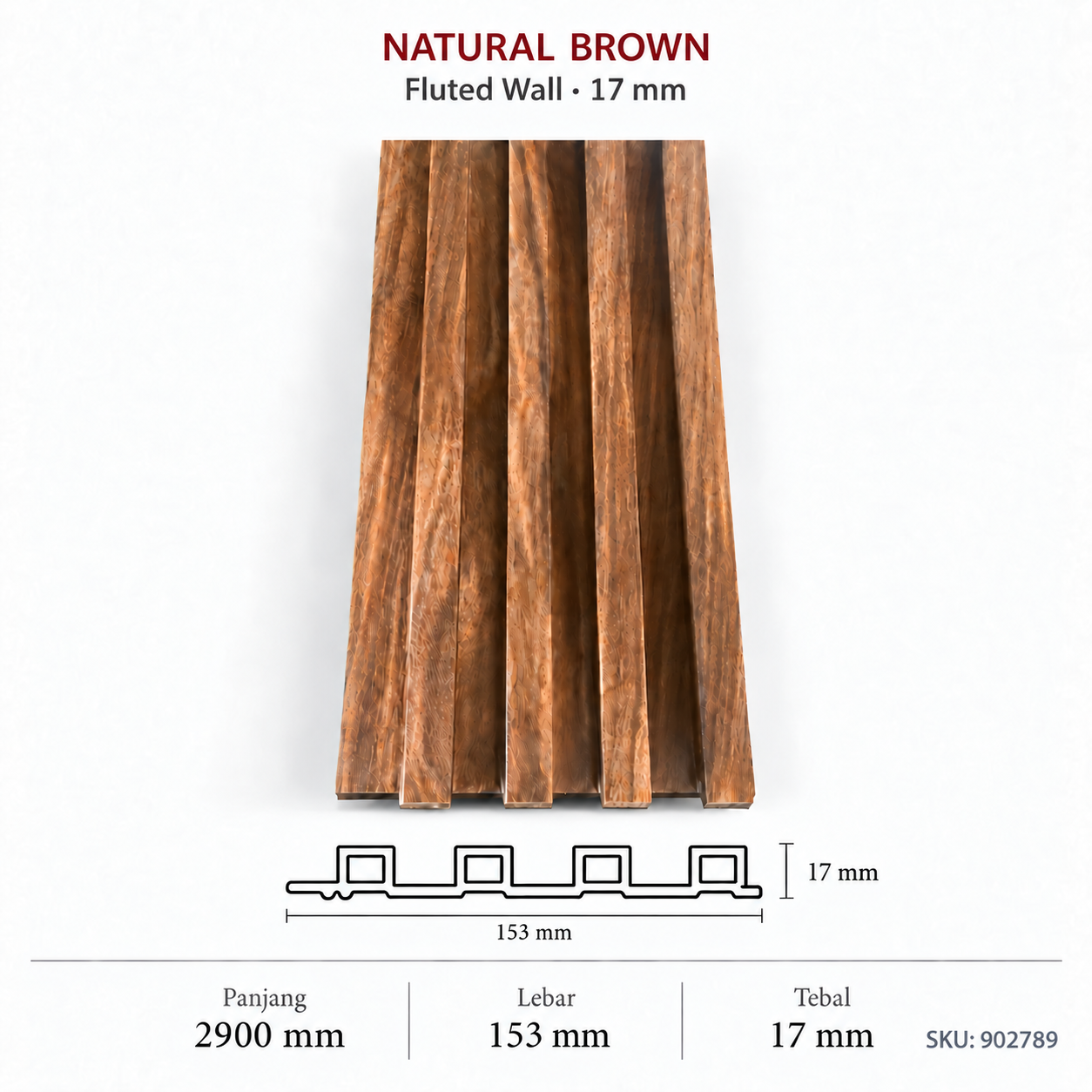 Natural Brown - 17Mm Fluted Wall