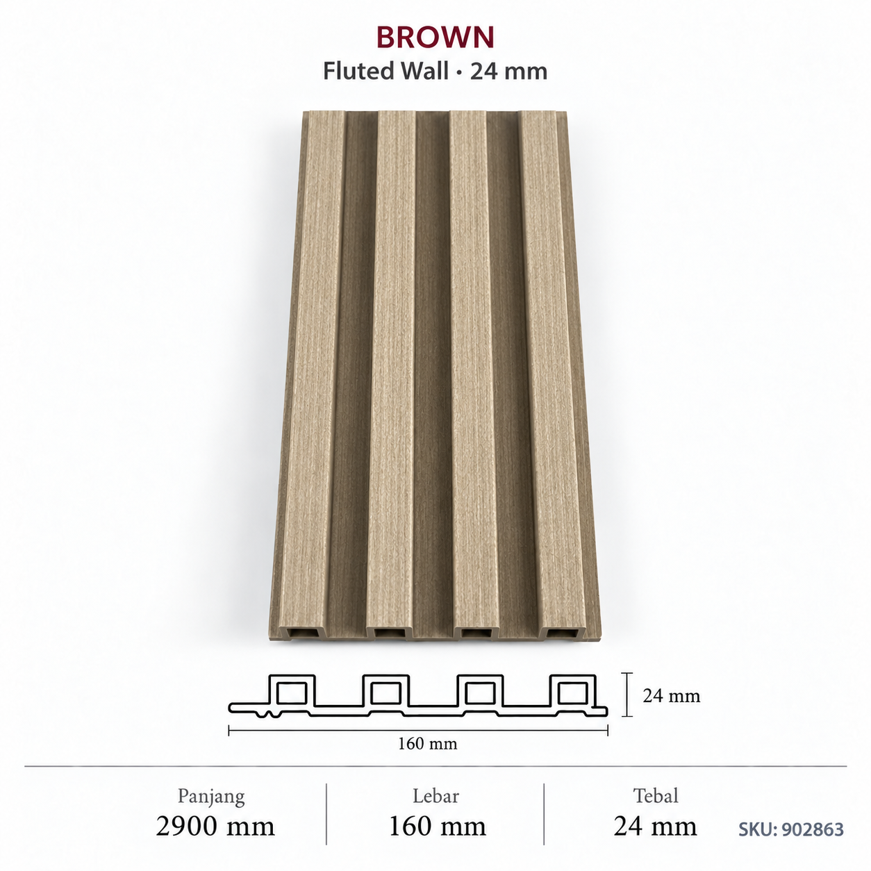 Brown - 24Mm Fluted Wall Black