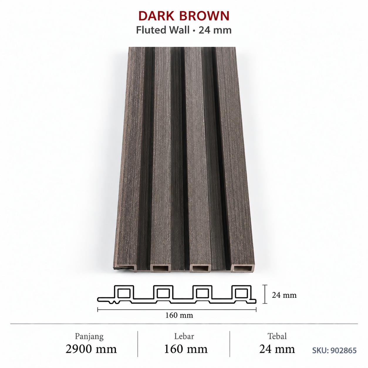 Dark Brown - 24Mm Fluted Wall