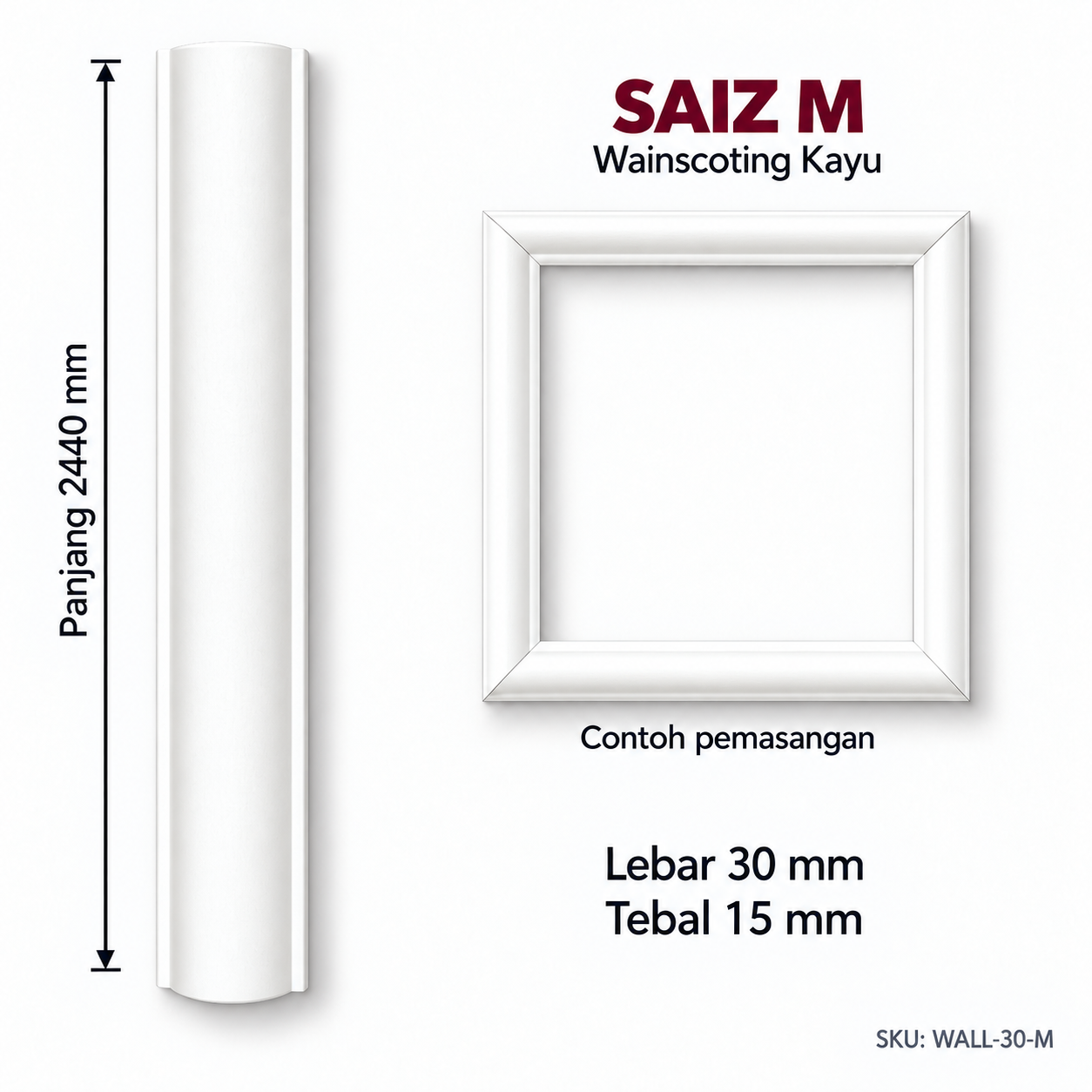 M - 3 Cm X 1.5 Cm Wainscoting Kayu