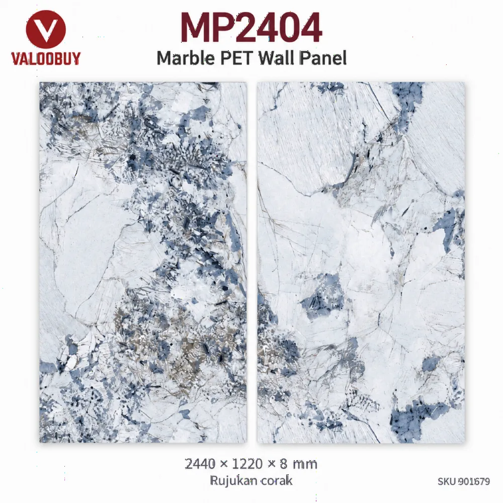 Marble PET Wall Panel Panel Dinding Berkilat