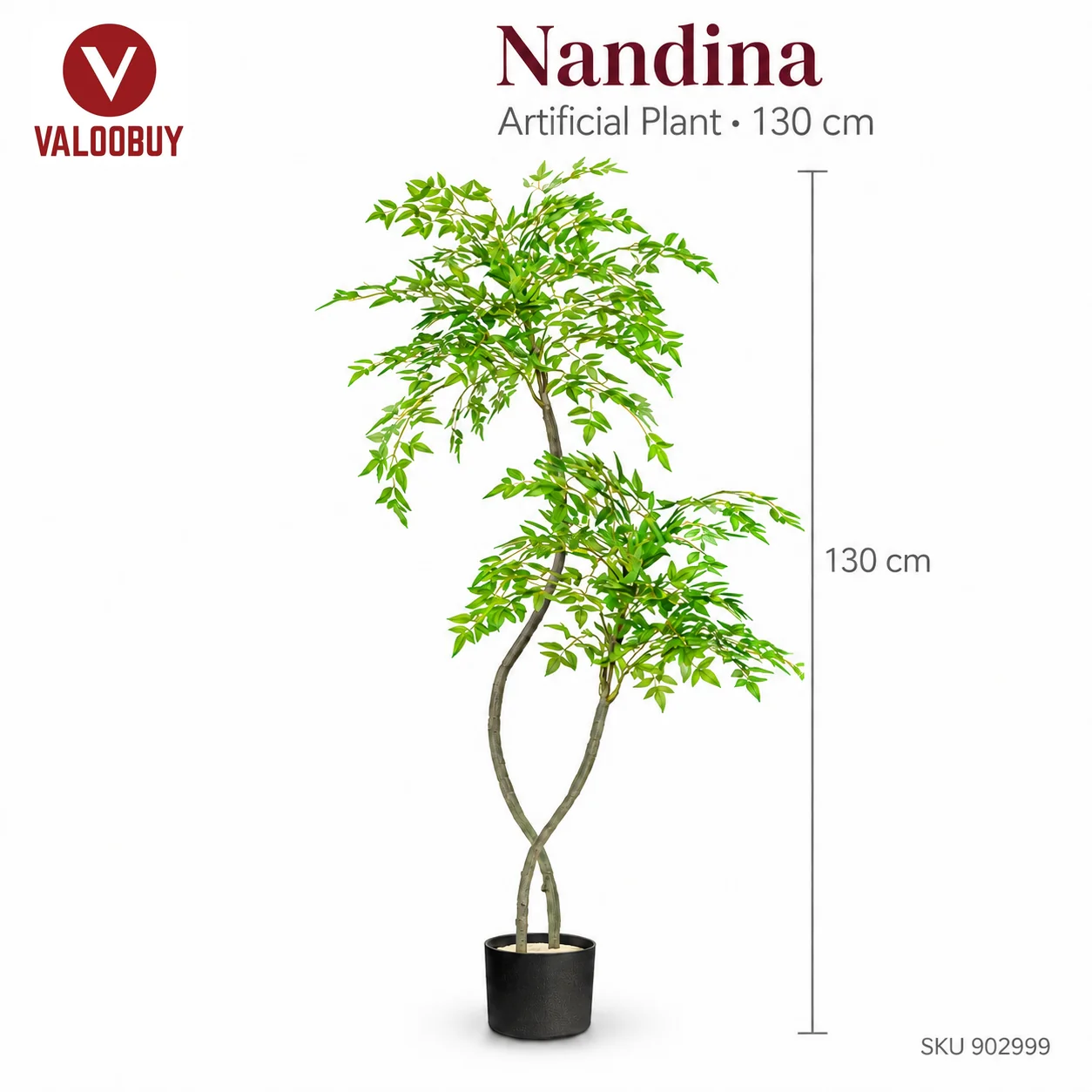 130cm - Artificial Nandina Plant with 2 Head with pot